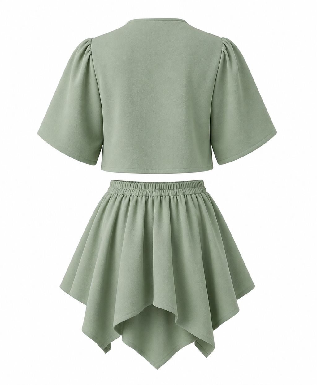 SET NURA Ensemble de Maison Luxe / Crêpe Cérémonial Vert Sauge