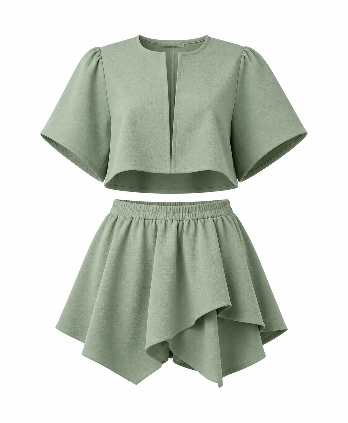 SET NURA Ensemble de Maison Luxe / Crêpe Cérémonial Vert Sauge